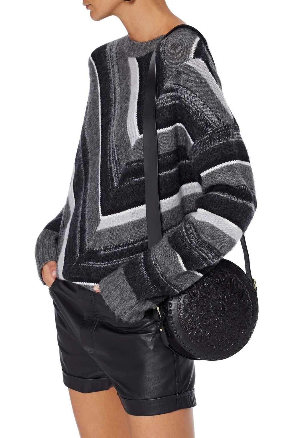 ANTIK BATIK Kailo embossed leather shoulder bag