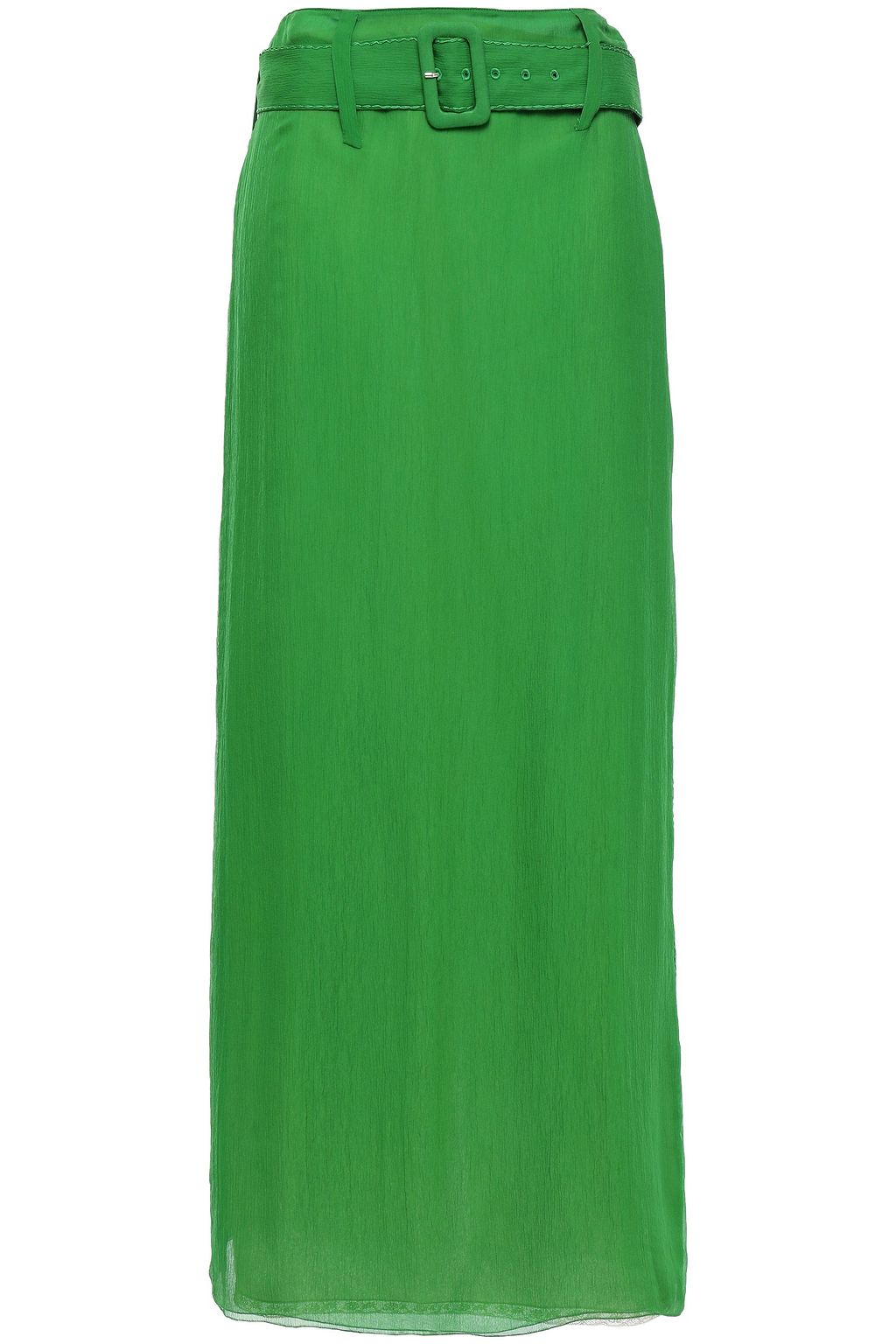 green silk maxi skirt