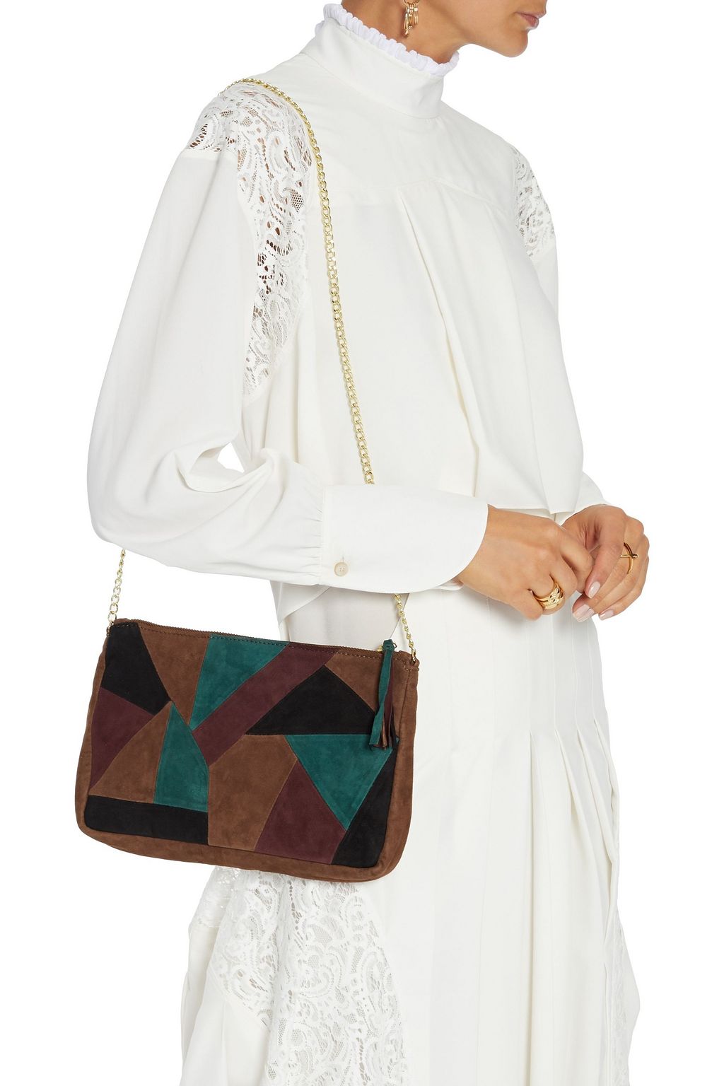 ANTIK BATIK Austin patchwork suede clutch