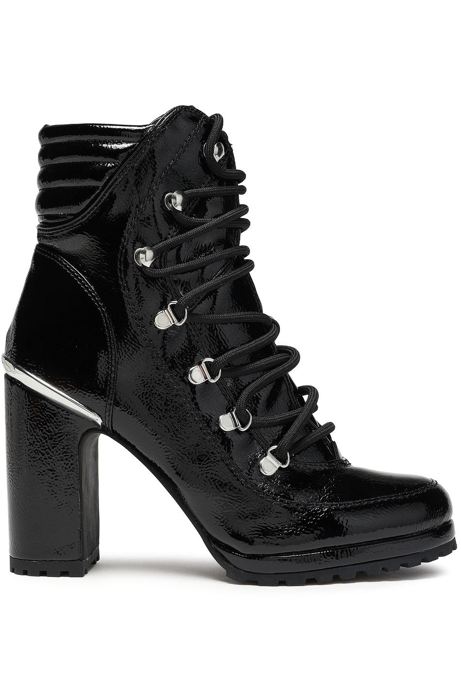 faux patent leather ankle boots