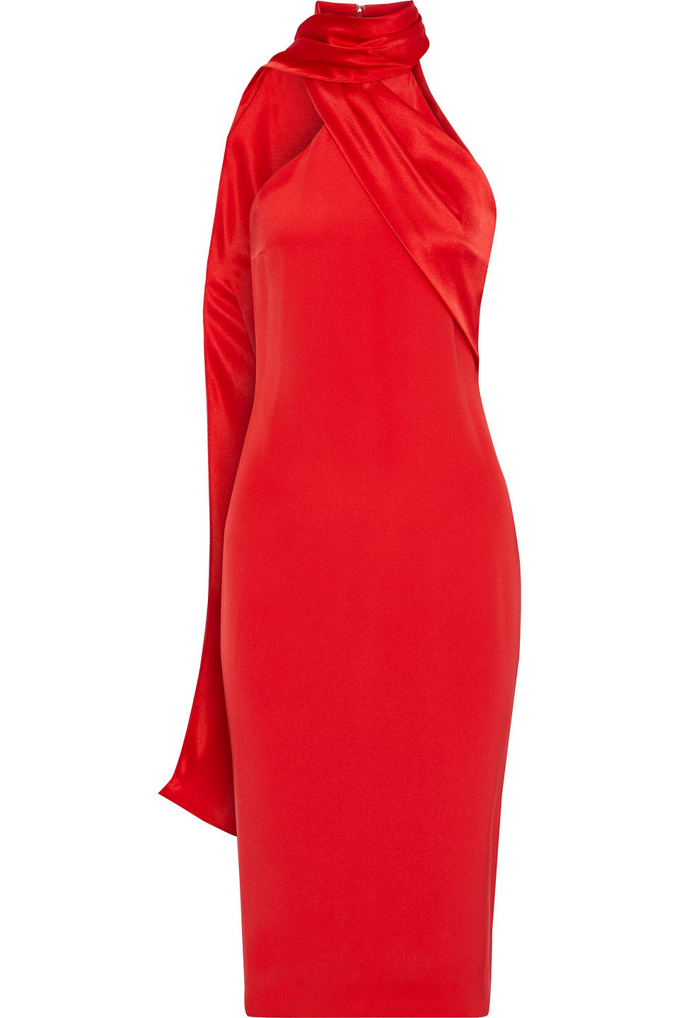 cushnie - draped satin-paneled silk crepe de chine dress - red - us 8