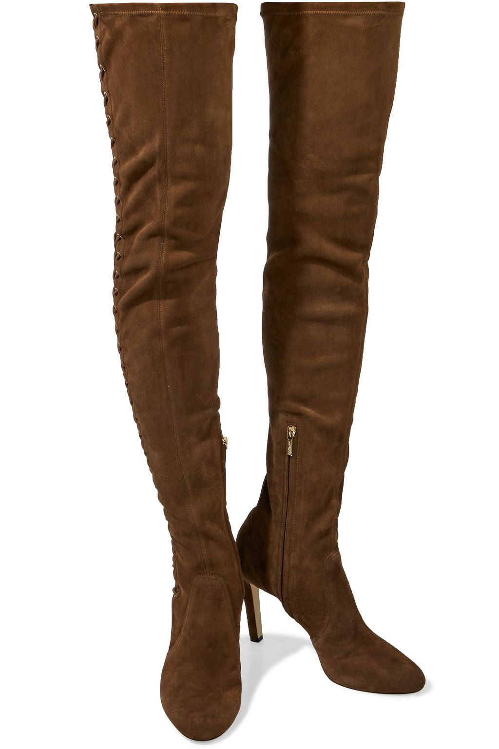 JIMMY CHOO Marie lace-up stretch-suede thigh boots