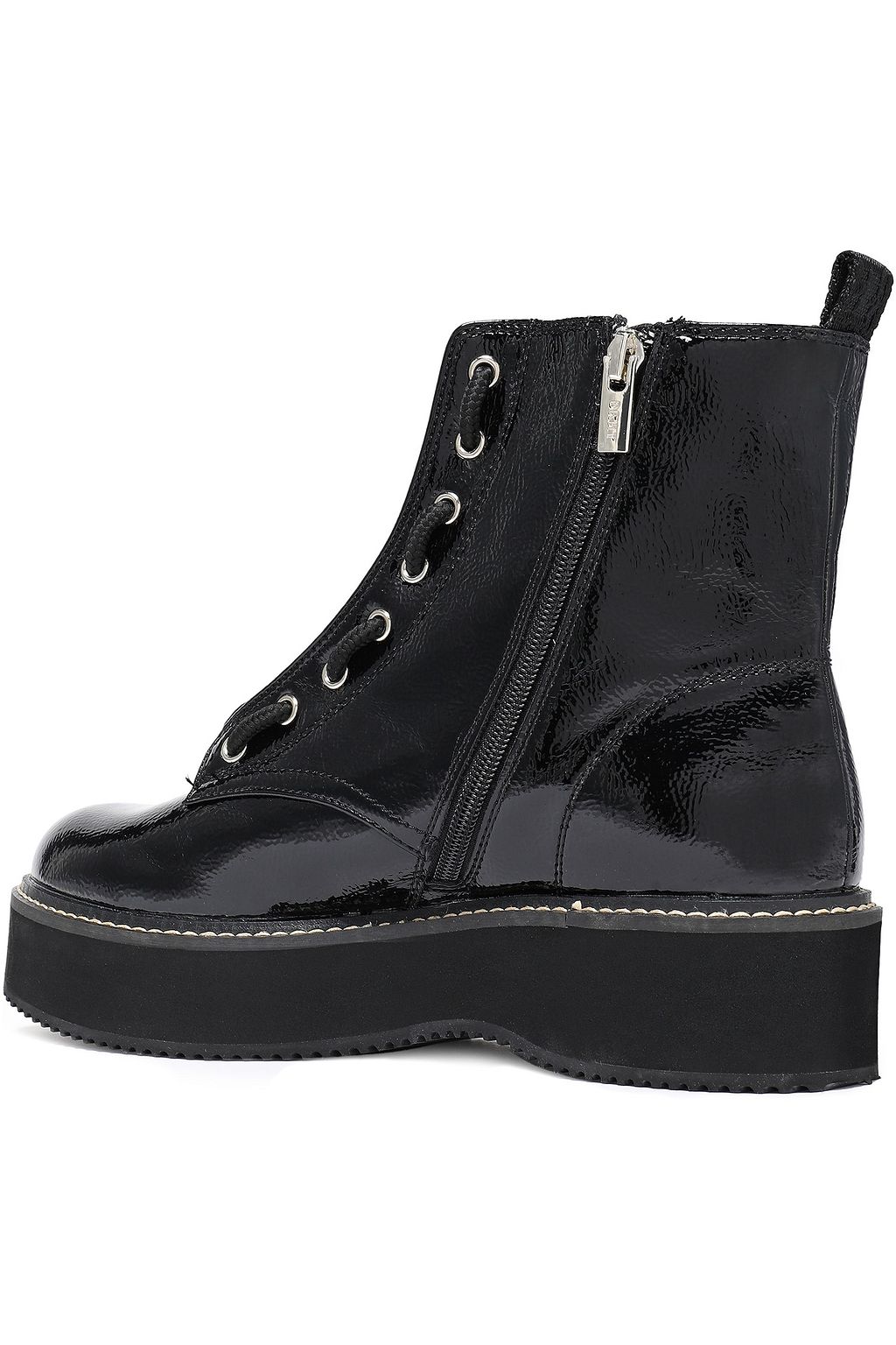 DKNY Rhi lace-up faux patent-leather ankle boots
