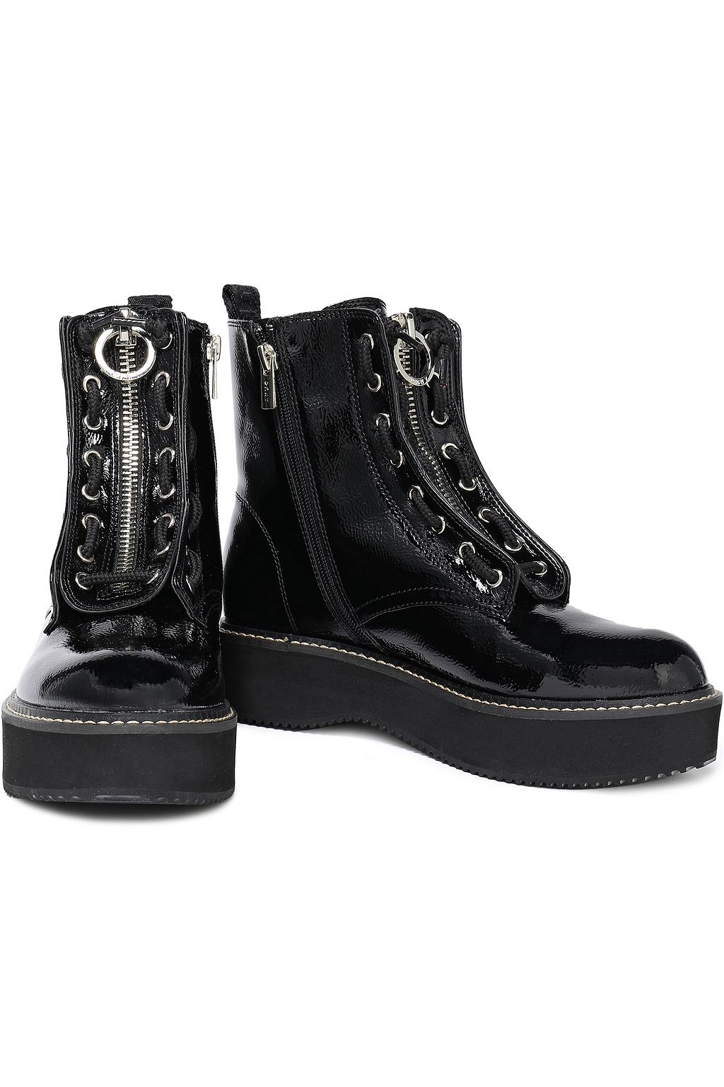 DKNY Rhi lace-up faux patent-leather ankle boots