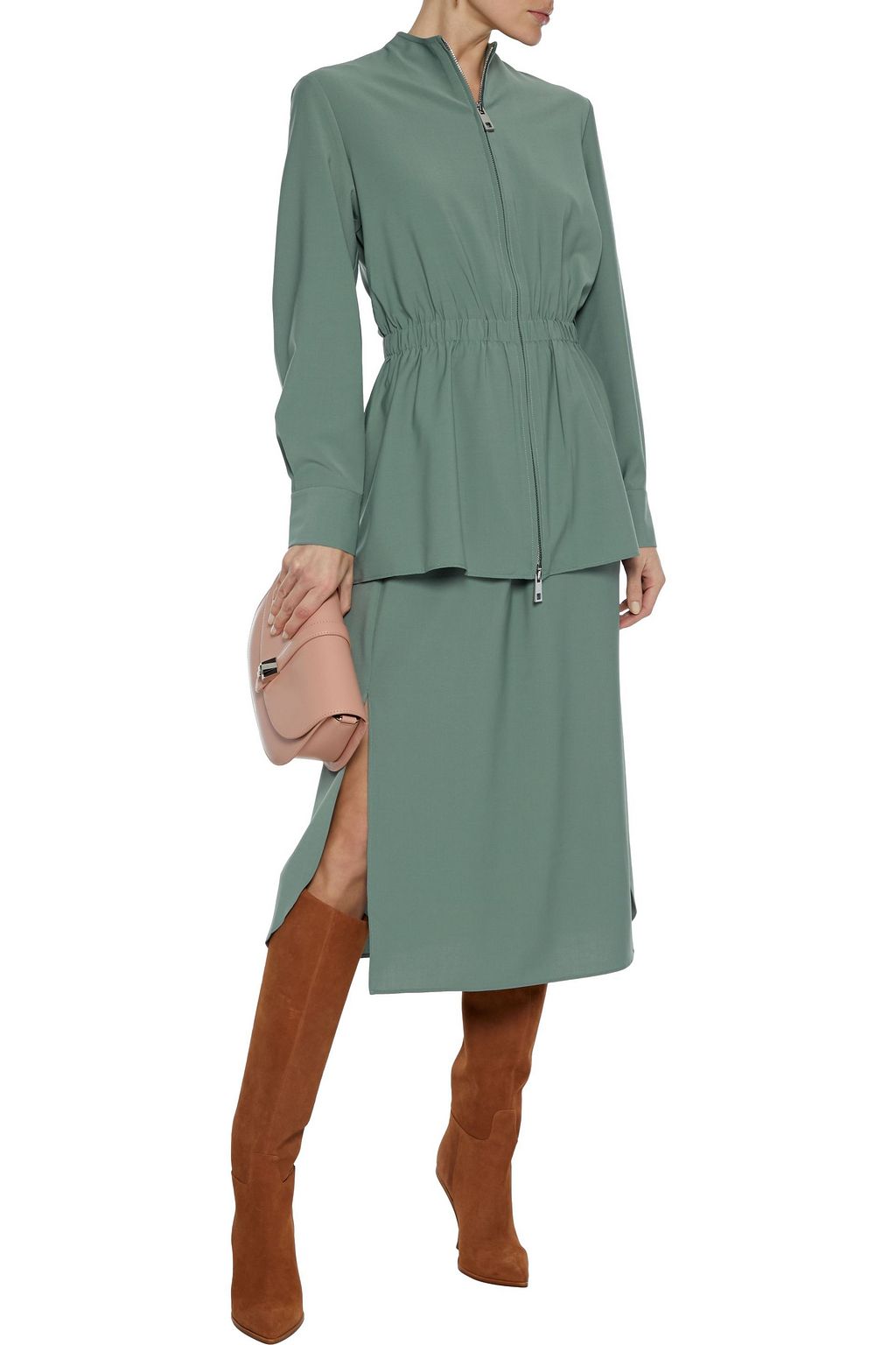 TIBI Layered woven peplum midi dress