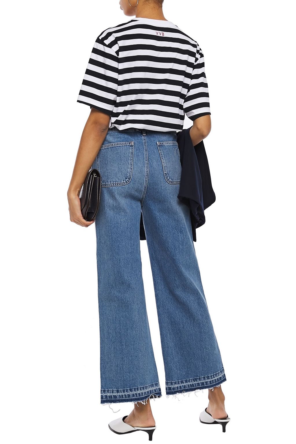VICTORIA, VICTORIA BECKHAM Distressed high-rise wide-leg jeans