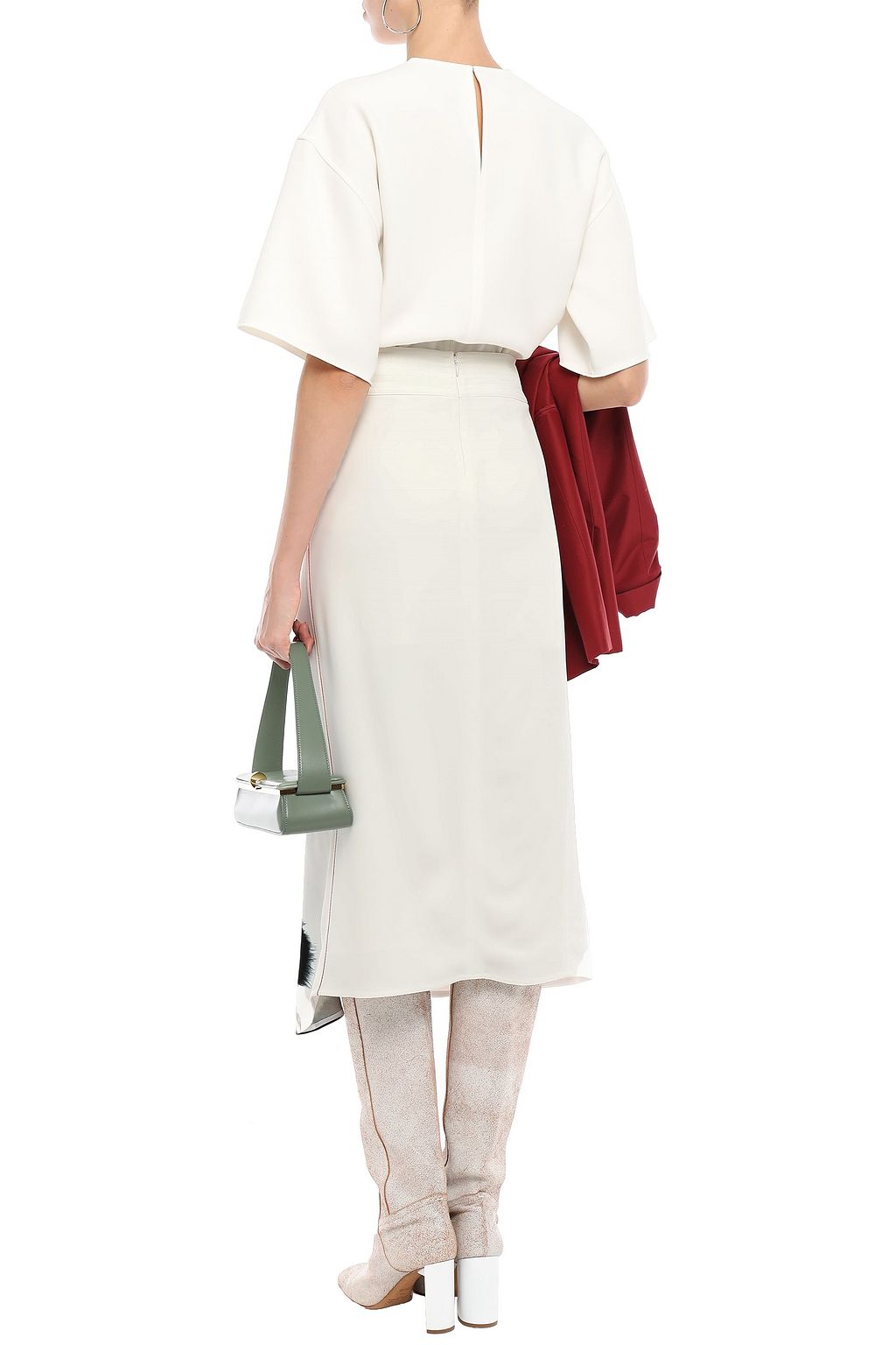 VICTORIA BECKHAM Asymmetric printed crepe midi skirt