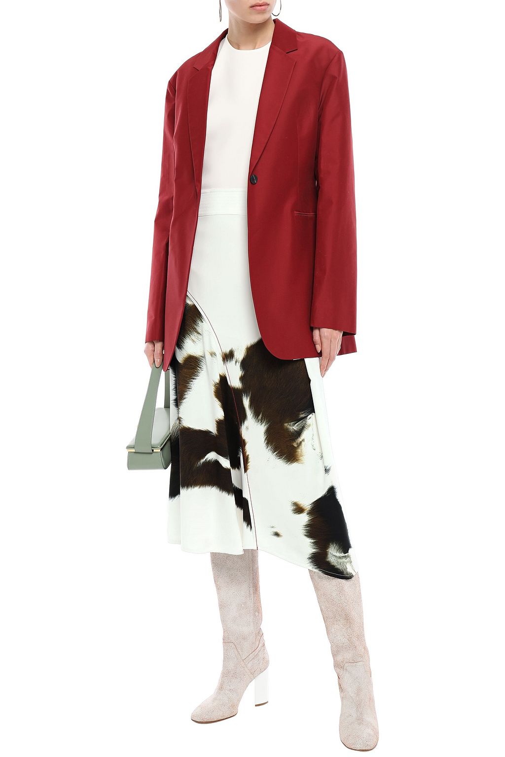 VICTORIA BECKHAM Asymmetric printed crepe midi skirt