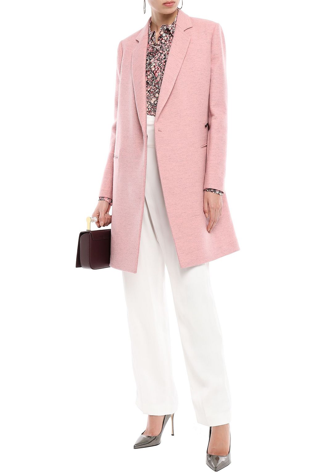 VICTORIA BECKHAM Double-breasted mélange brushed wool-felt coat