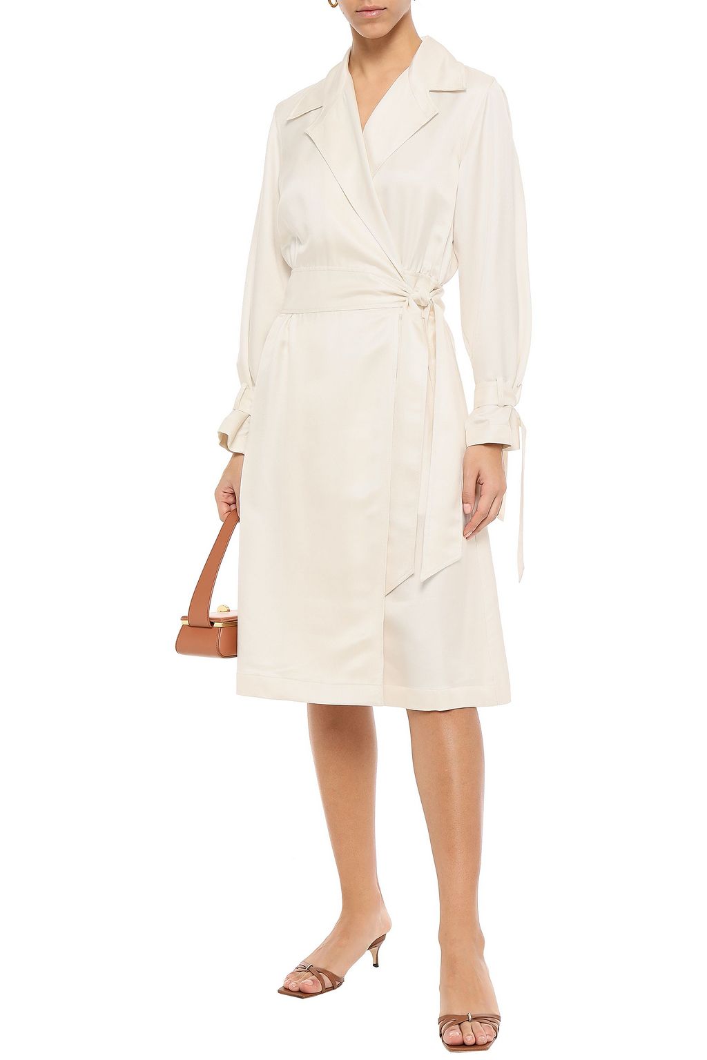 TORY BURCH Silk and wool-blend twill midi dress