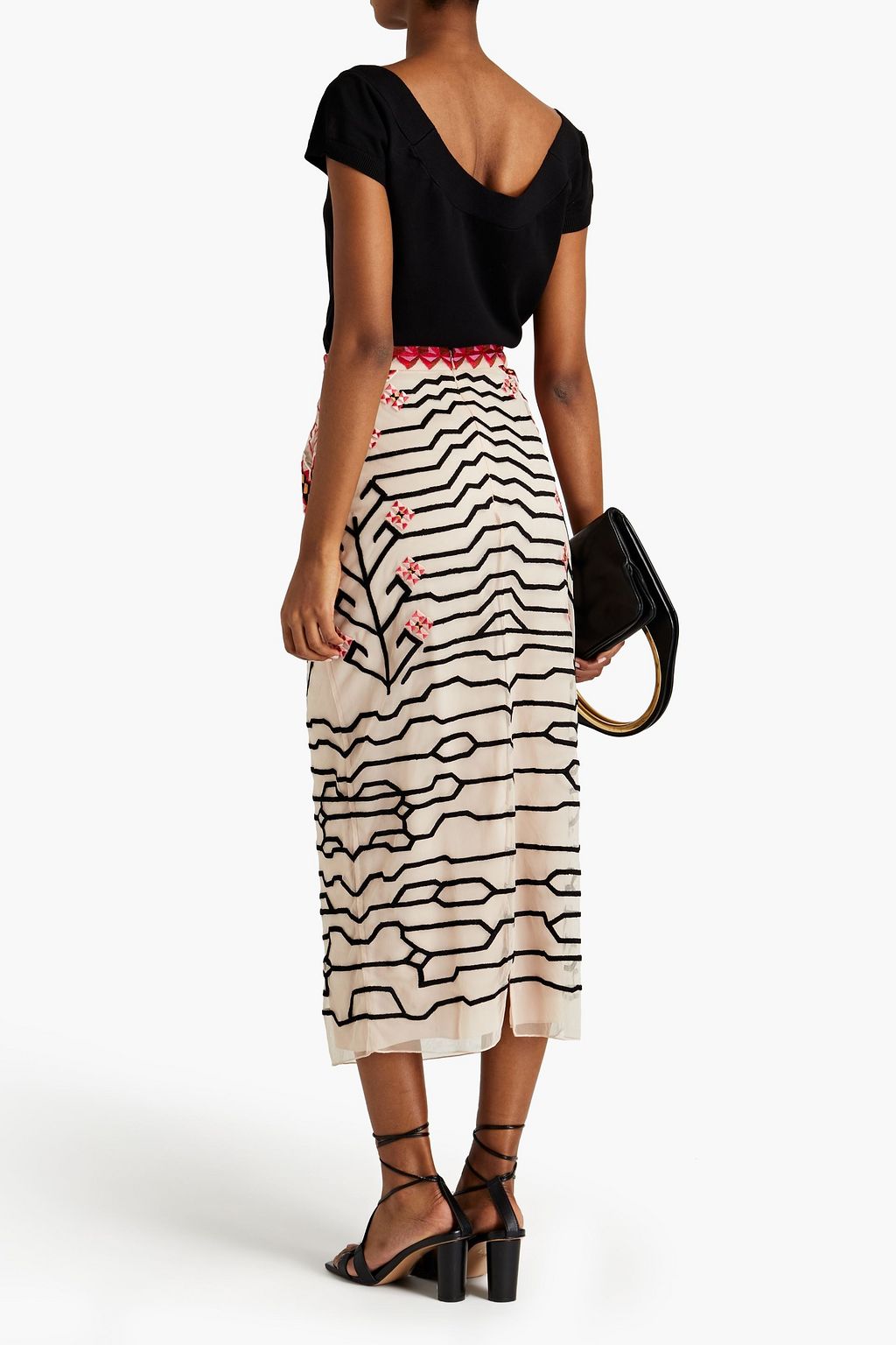 TEMPERLEY LONDON Embroidered tulle midi pencil skirt