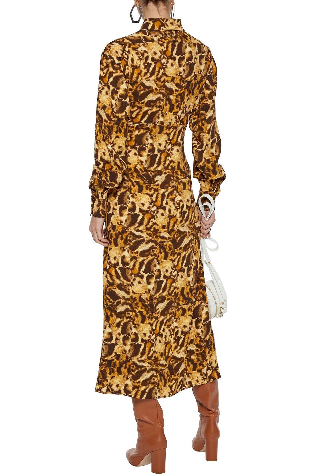 VICTORIA BECKHAM Layered leopard-print crepe de chine midi shirt dress