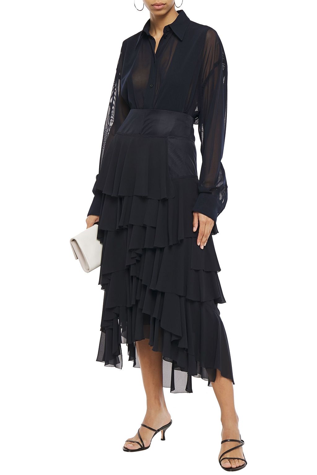VICTORIA BECKHAM Paneled tulle shirt