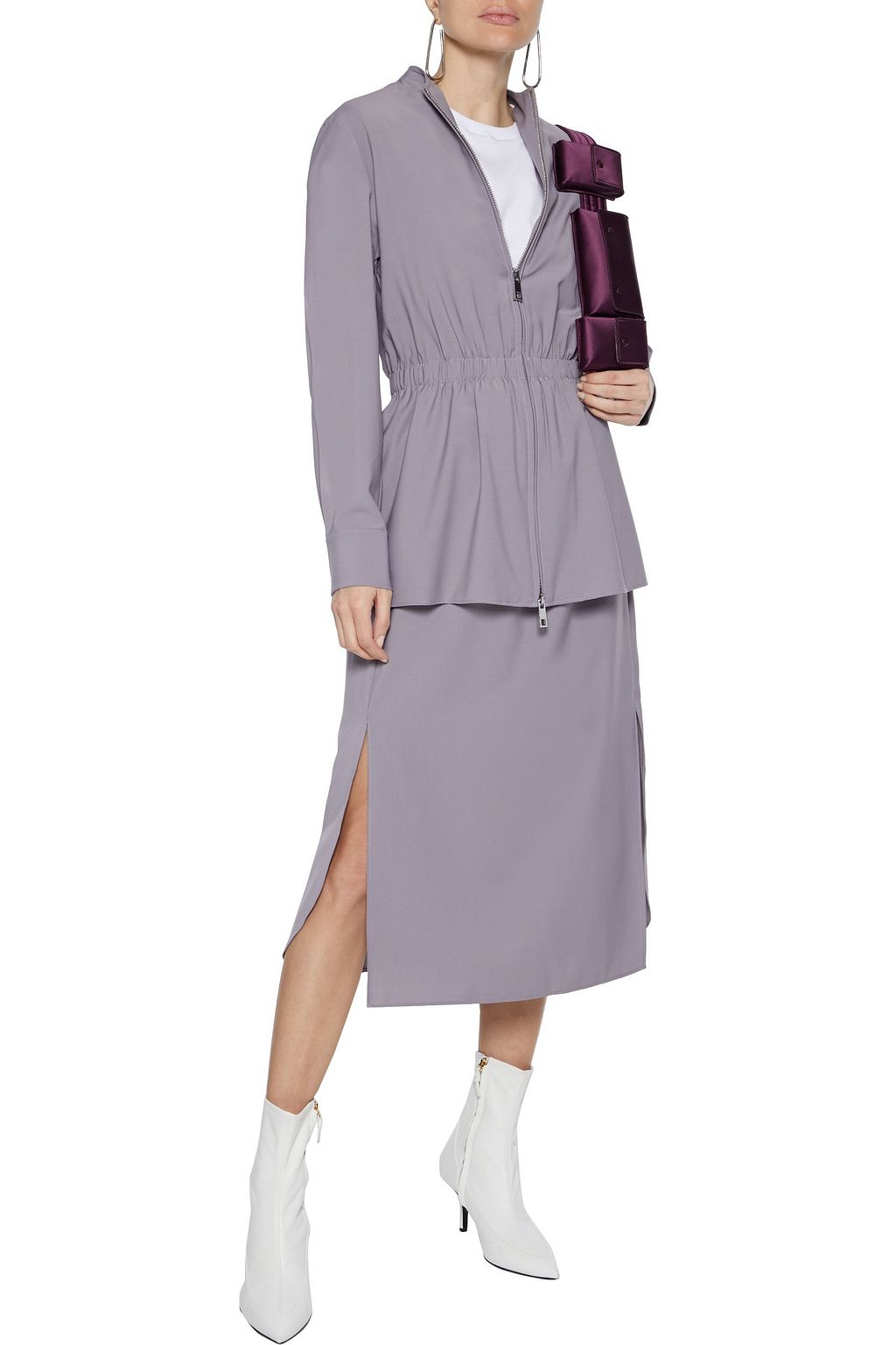 TIBI Layered woven peplum midi dress