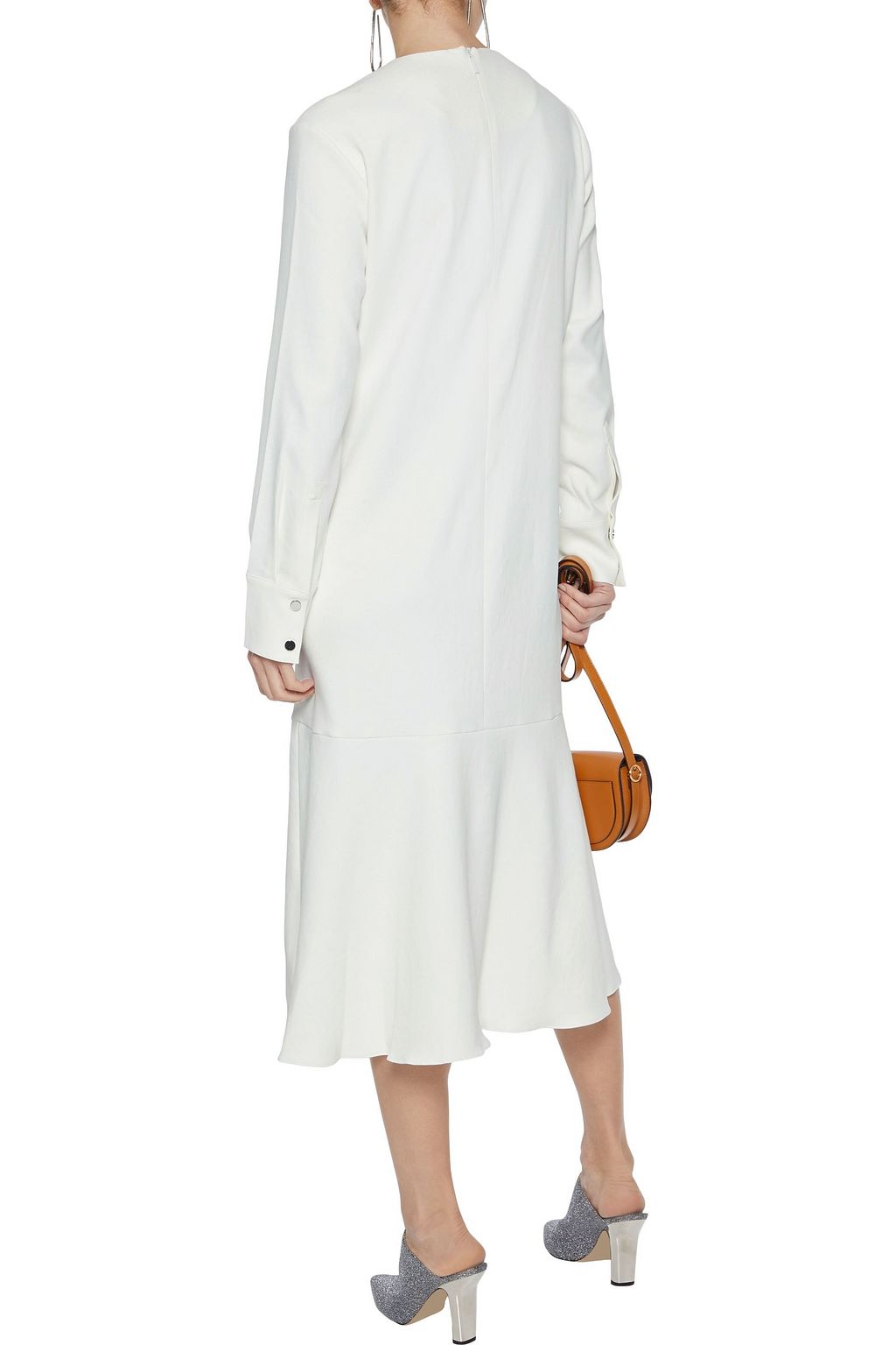 TIBI Lace-up stretch-twill midi dress