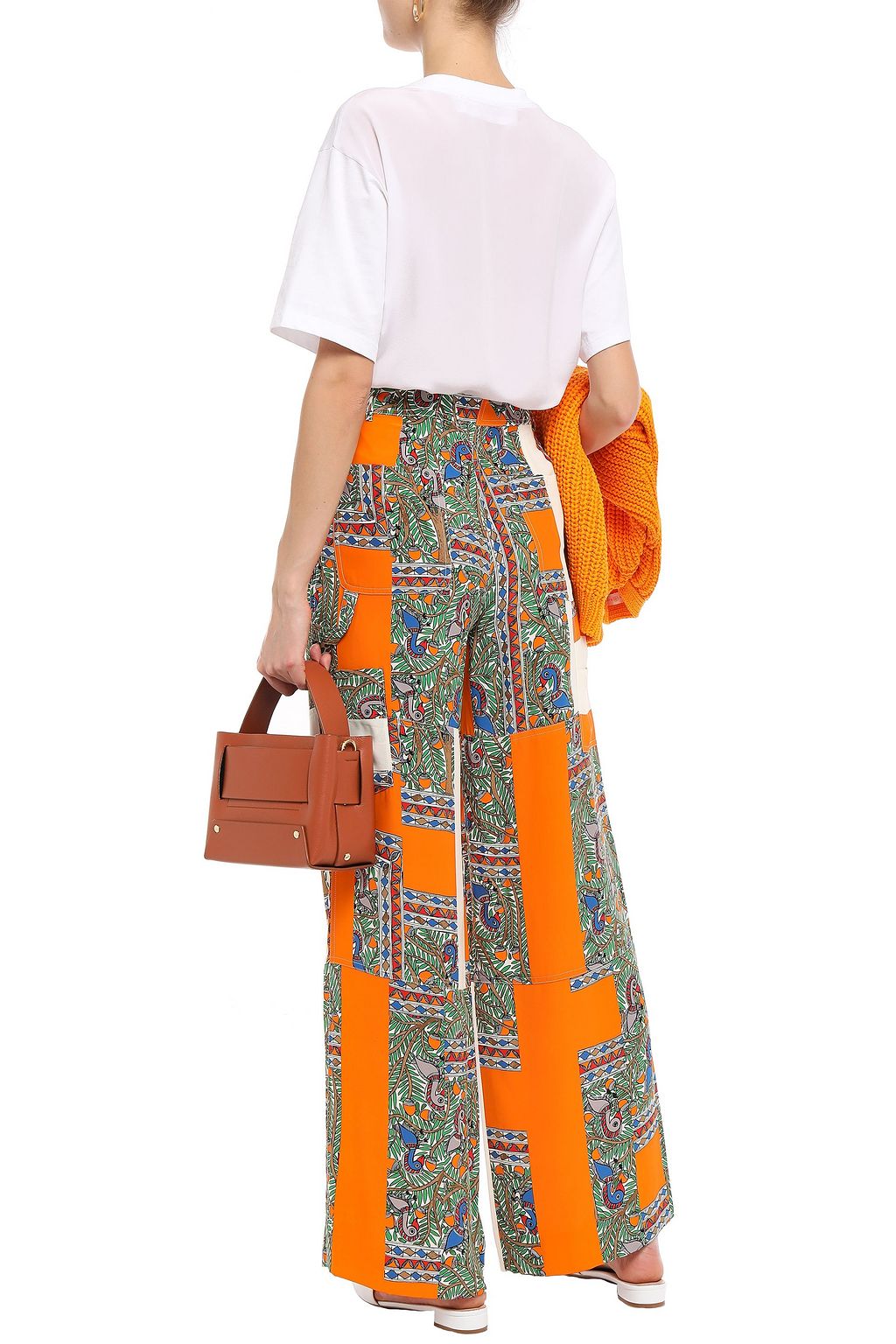 TORY BURCH Printed silk crepe de chine wide-leg pants
