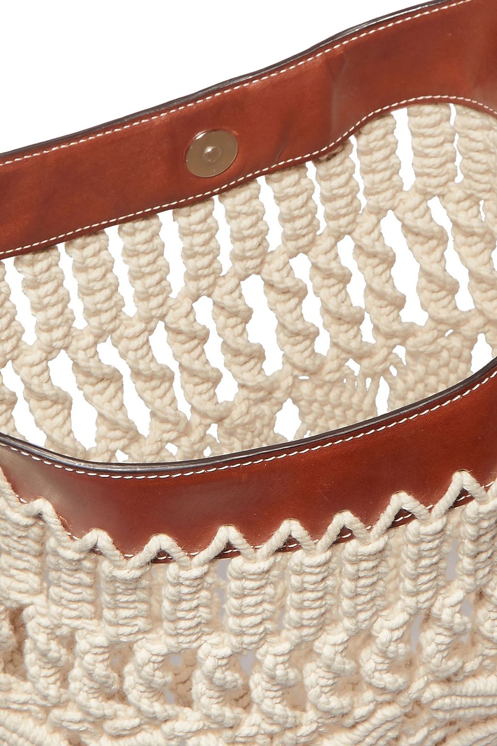 ISABEL MARANT Teomia leather-trimmed fringed macramé shoulder bag