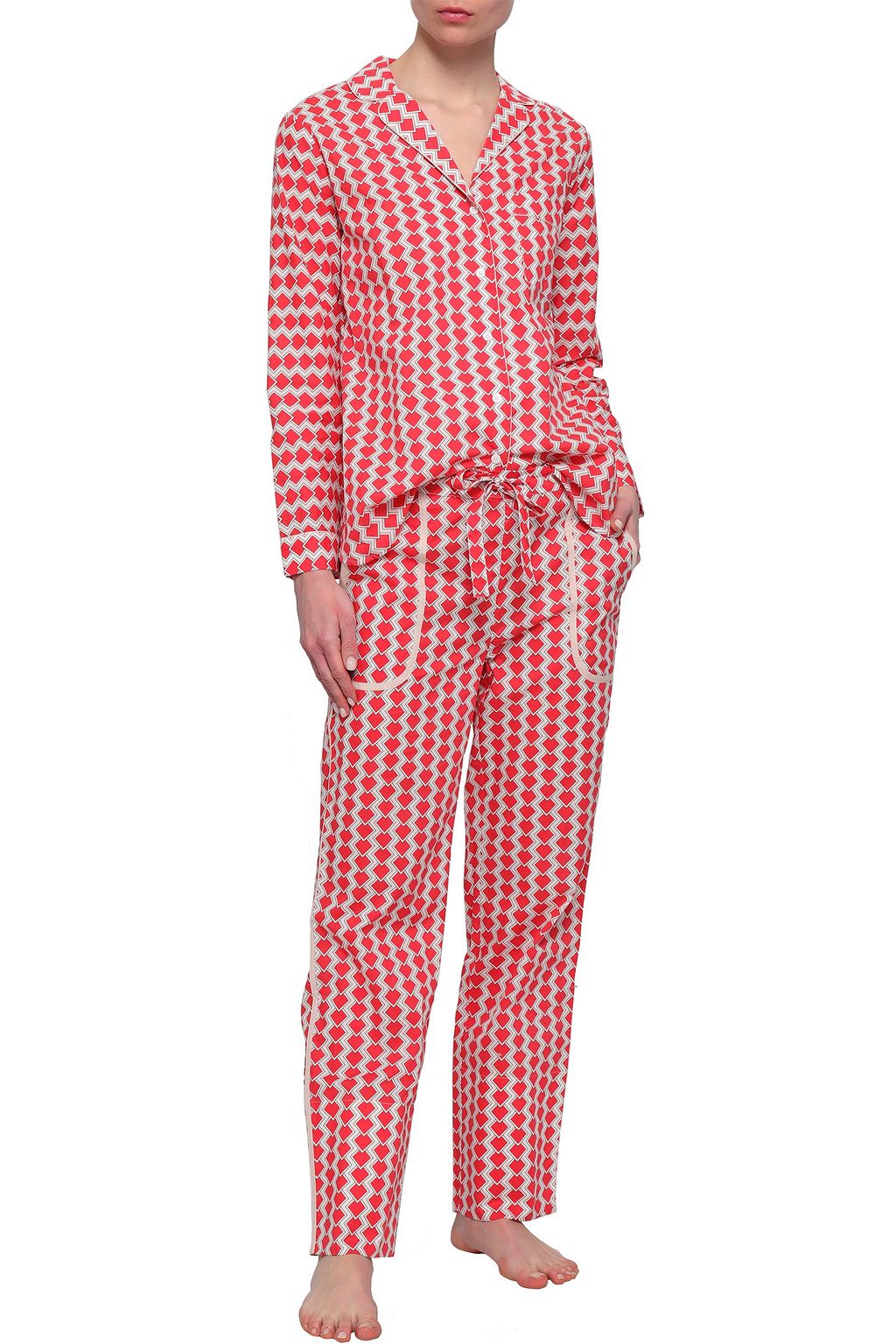 YOLKE Printed cotton-poplin pajama set