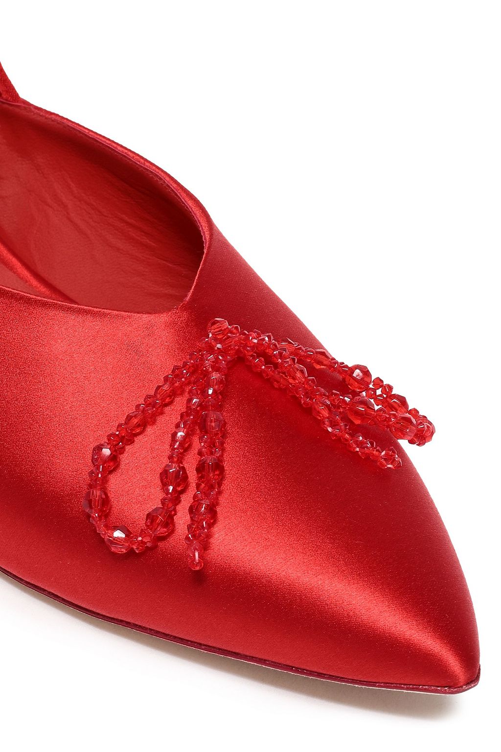 SIMONE ROCHA Bow-embellished satin slingback point-toe flats