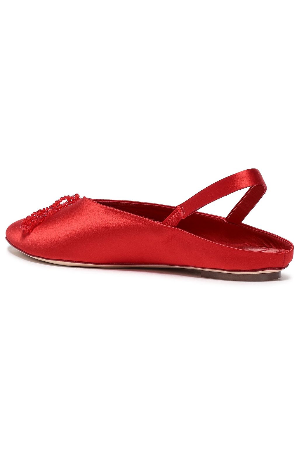 SIMONE ROCHA Bow-embellished satin slingback point-toe flats