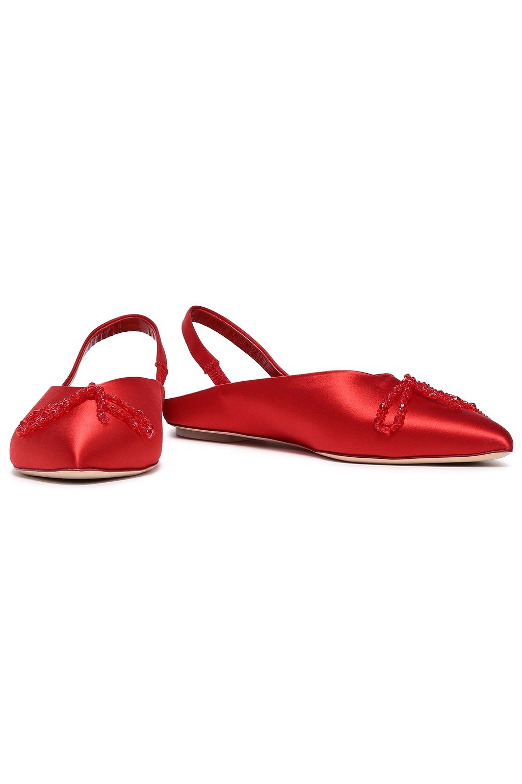 SIMONE ROCHA Bow-embellished satin slingback point-toe flats