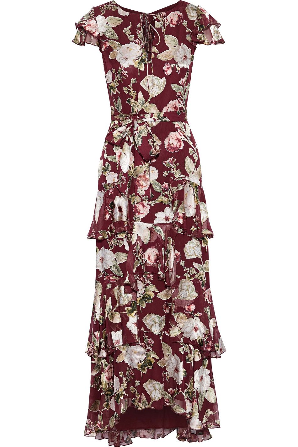 maroon floral maxi dress