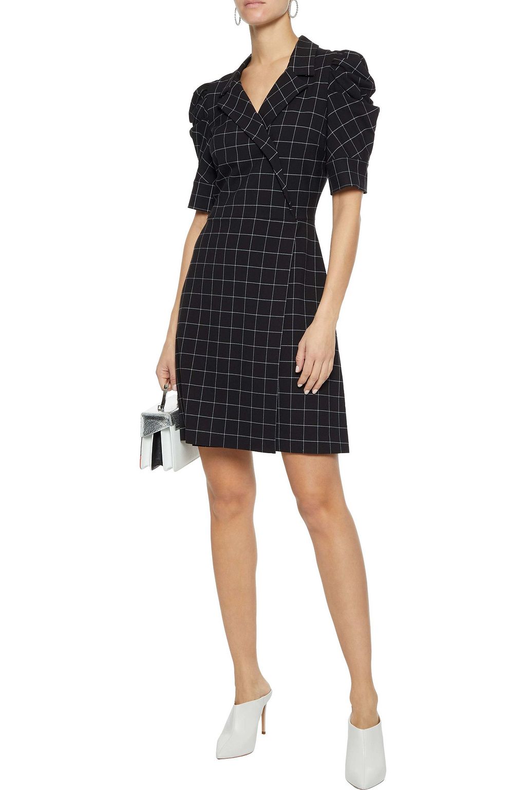 ALICE + OLIVIA Rhoda wrap-effect checked cady mini dress