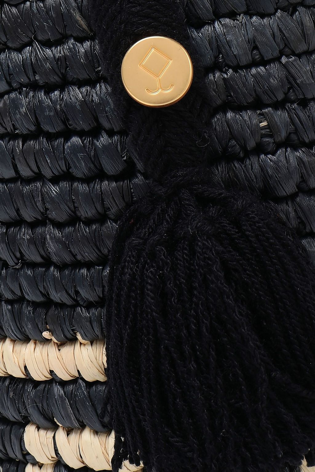 YOSUZI Vane tasseled woven straw bucket bag