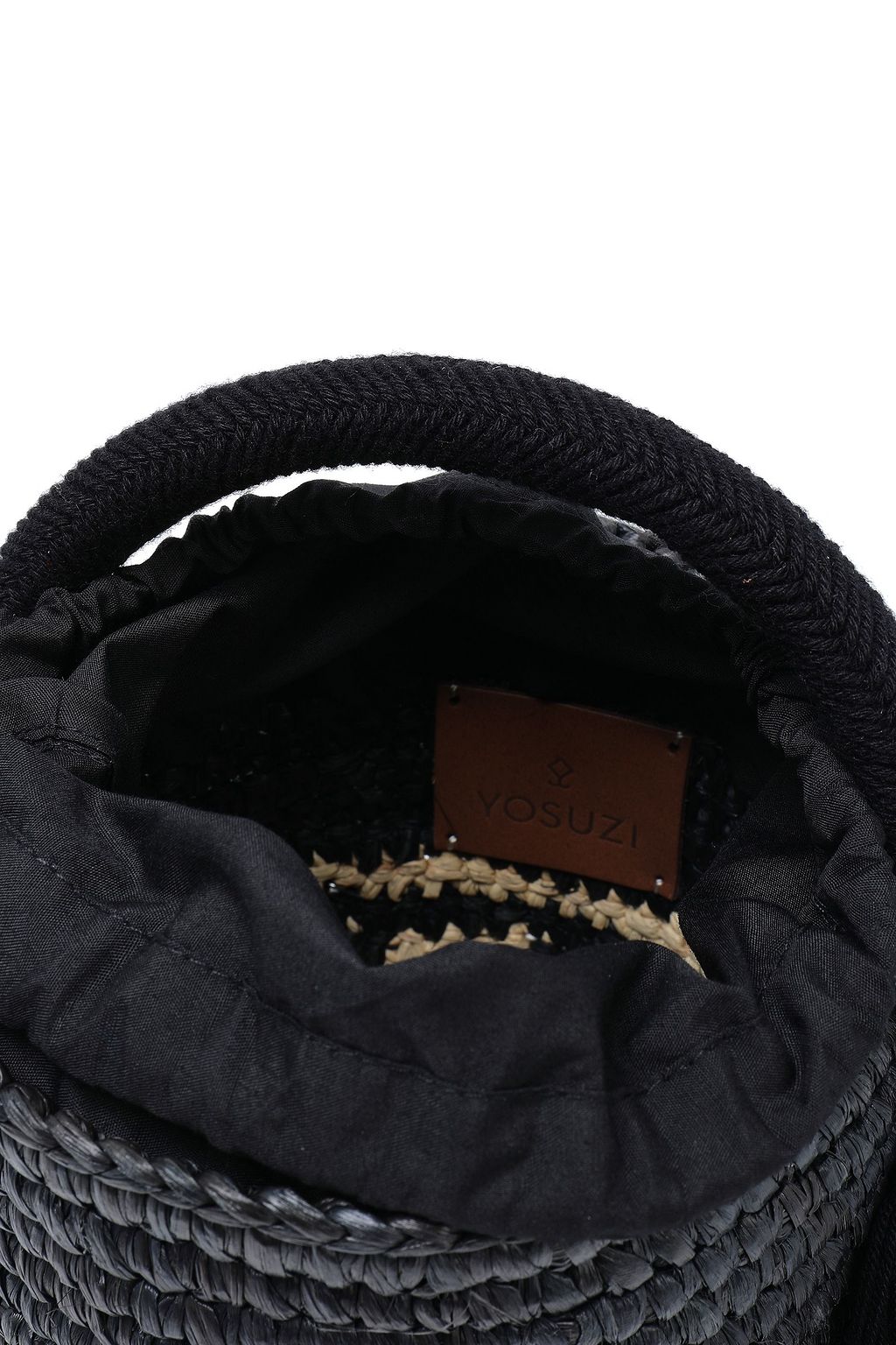 YOSUZI Vane tasseled woven straw bucket bag
