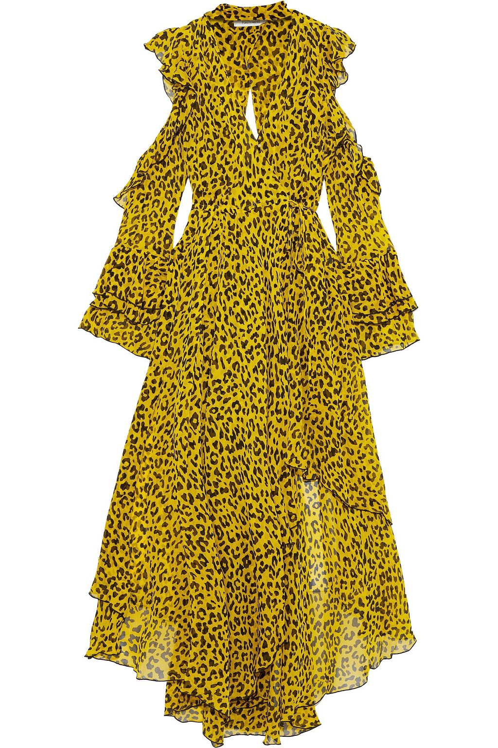 yellow leopard print wrap dress