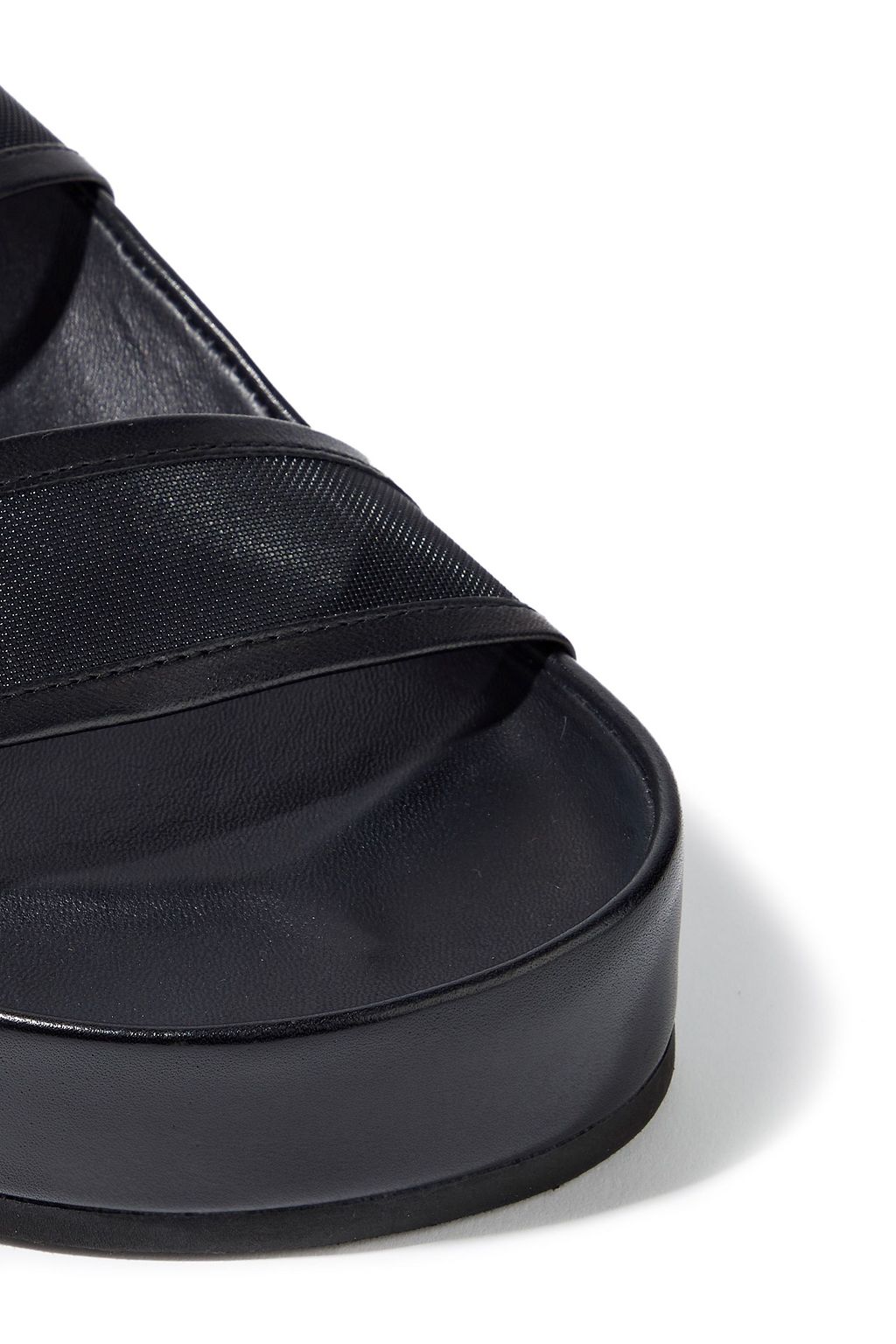 RAG & BONE Evin buckled leather-trimmed mesh platform slides