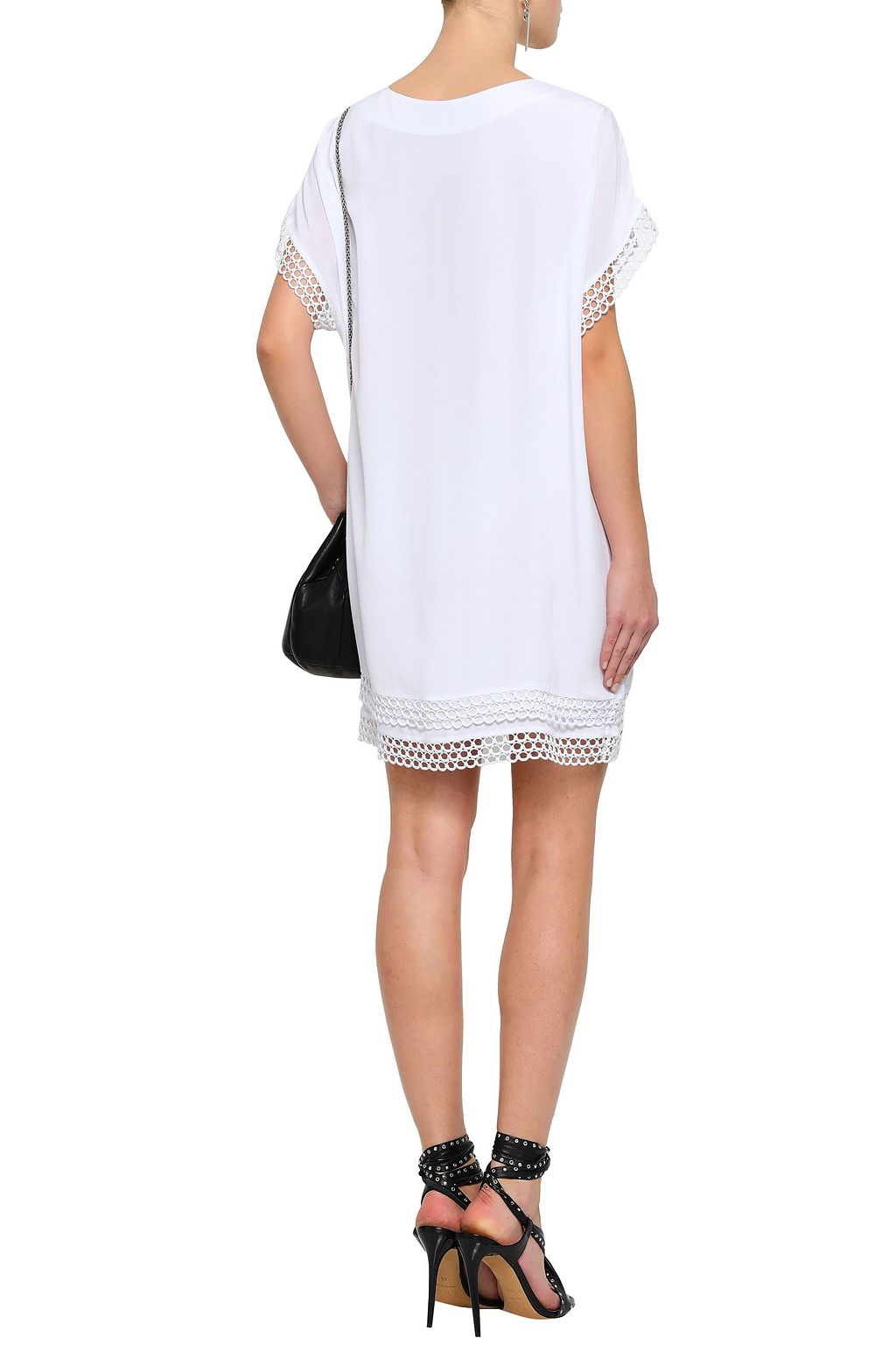 IRO Mulla macramé-trimmed crepe de chine mini dress