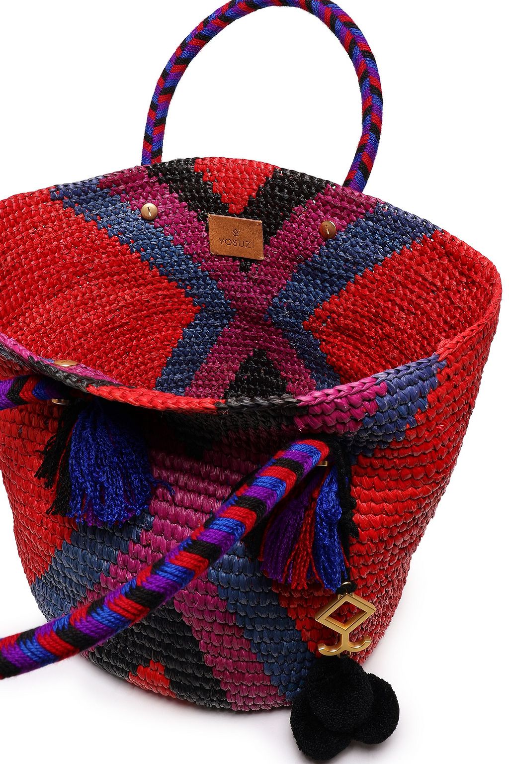 YOSUZI Fara tasseled woven straw tote