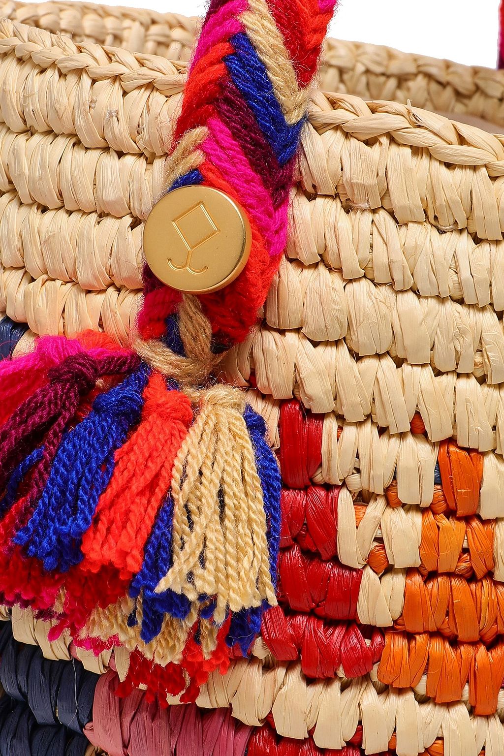 YOSUZI Nini tasseled woven straw bucket bag THE