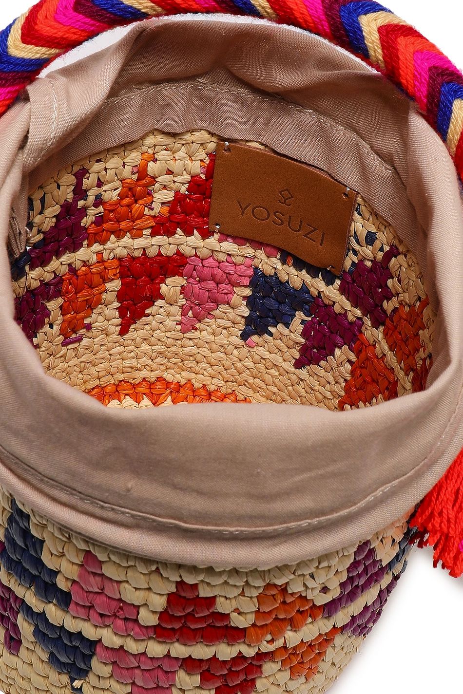 YOSUZI Nini tasseled woven straw bucket bag THE