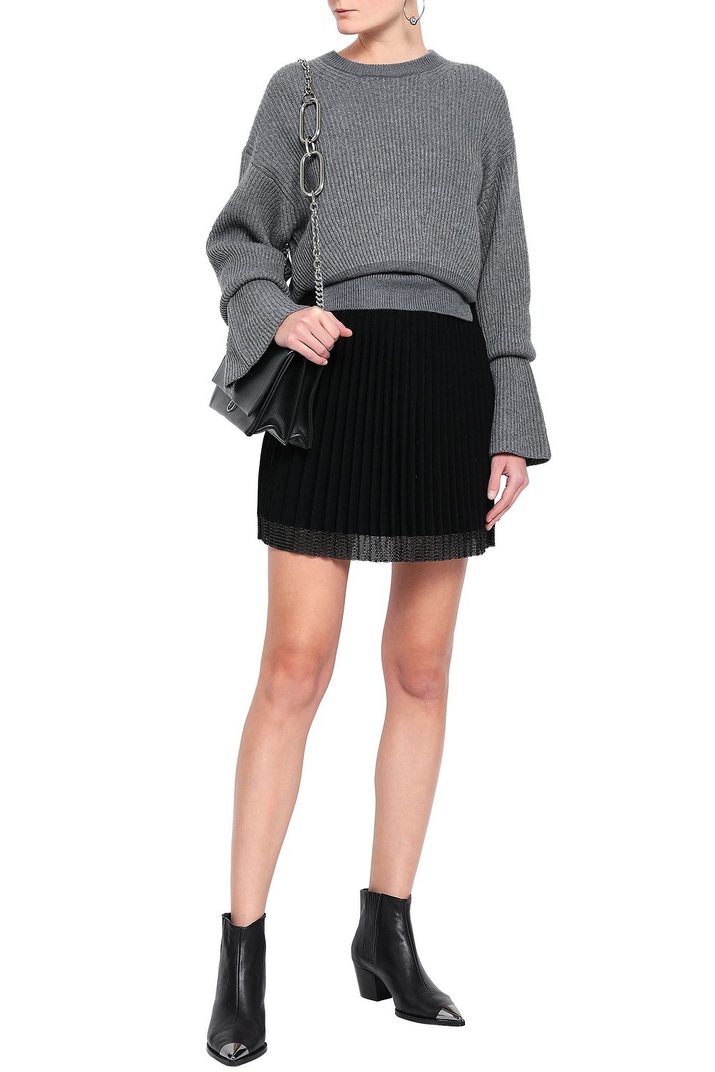 ALEXANDER WANG Pleated stretch-knit mini skirt