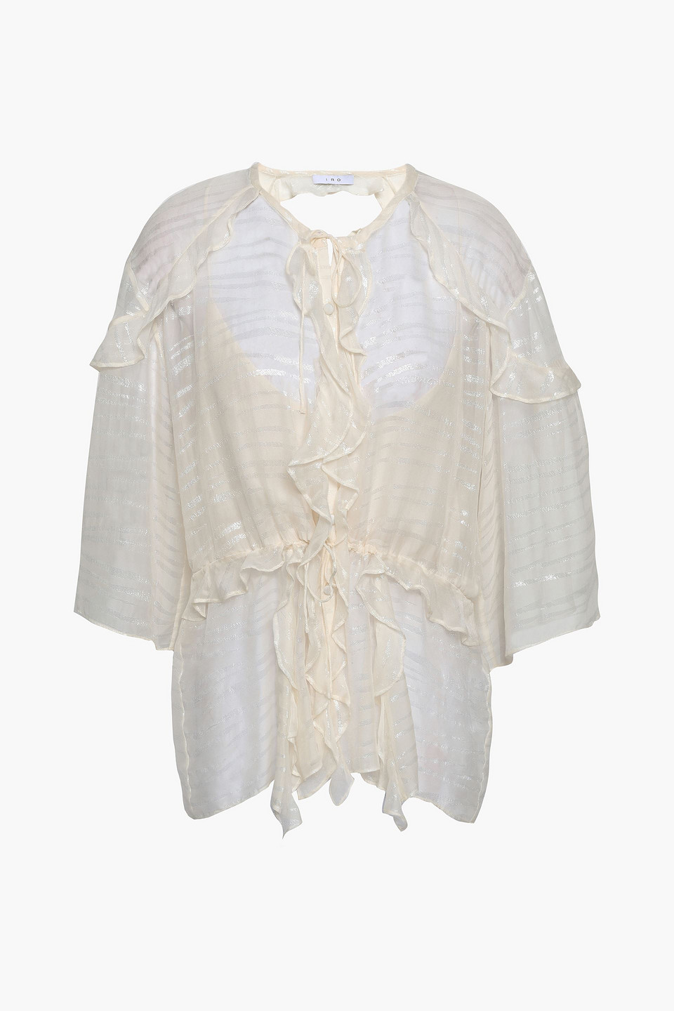 iro - ruffle-trimmed jacquard blouse - white - fr 38