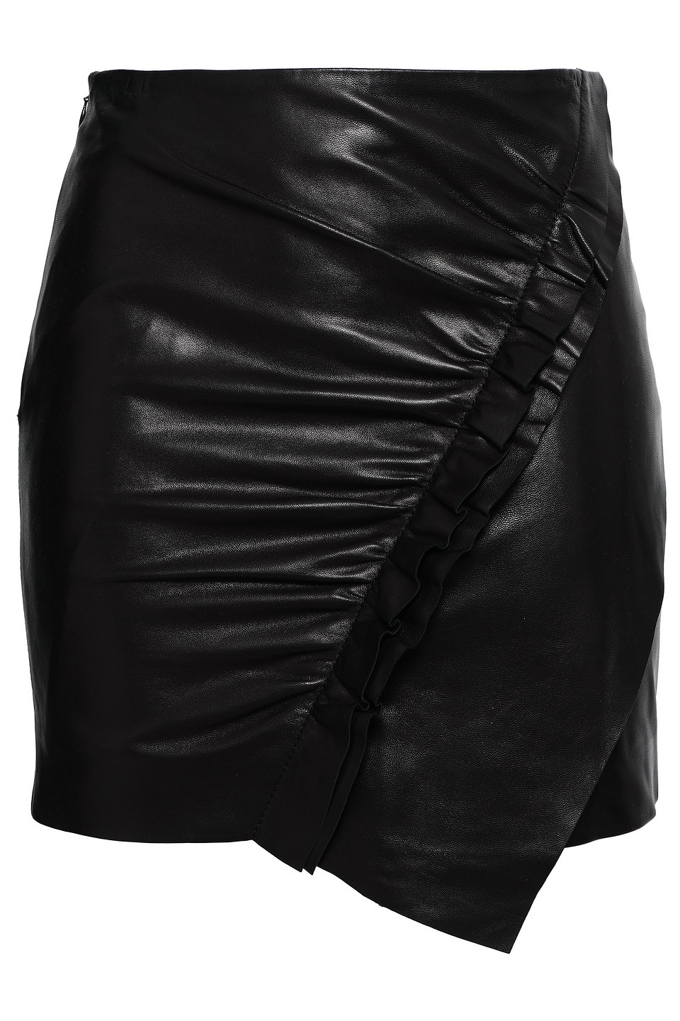 iro - ruched leather mini skirt - black - fr 34