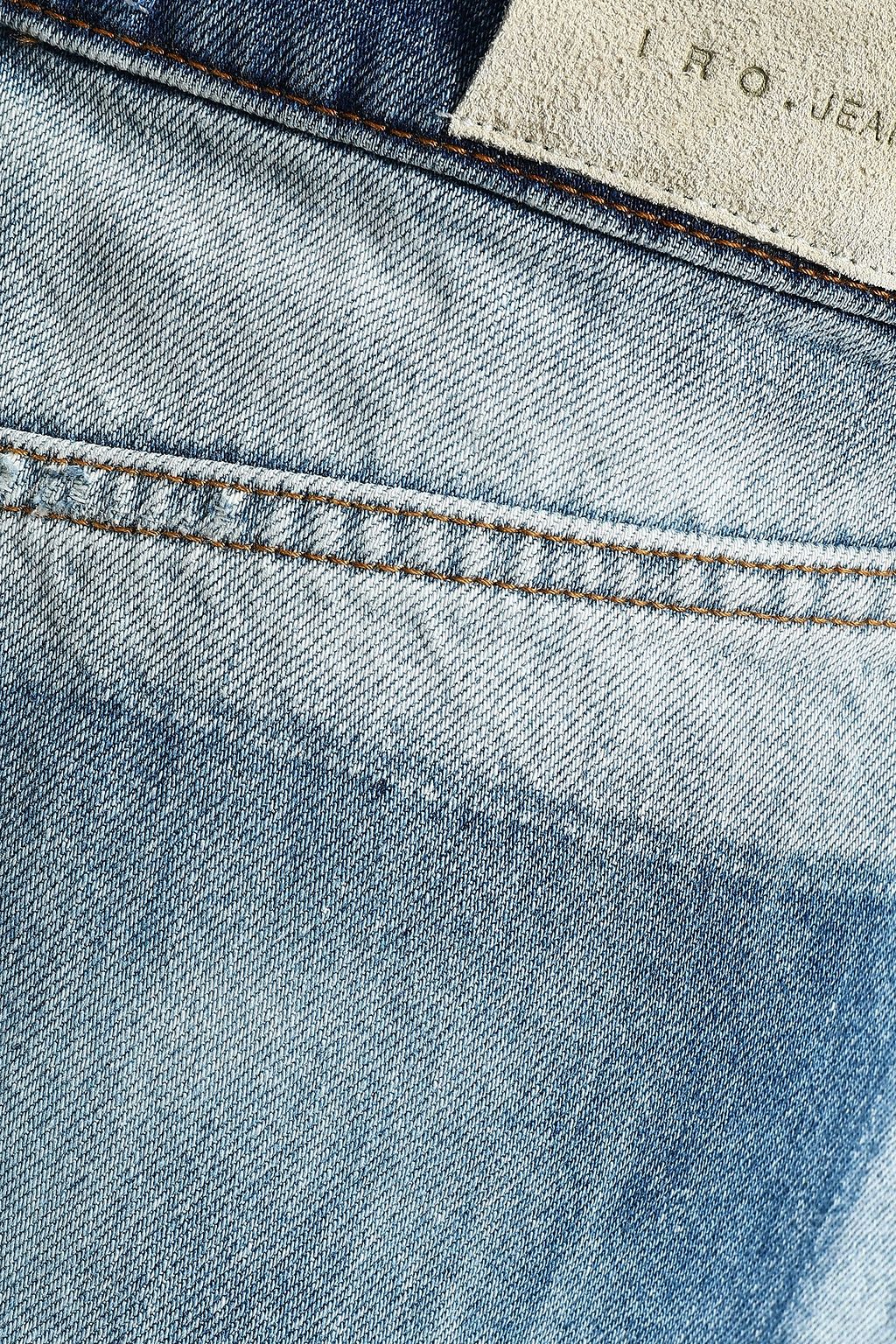 IRO Frayed two-tone denim mini skirt