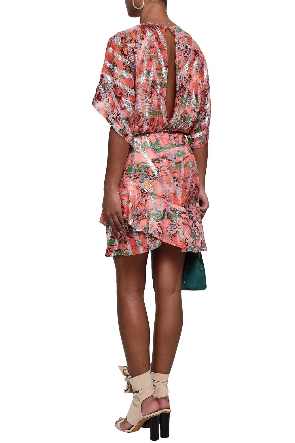 IRO Wobam printed metallic fil coupé silk-blend mini dress