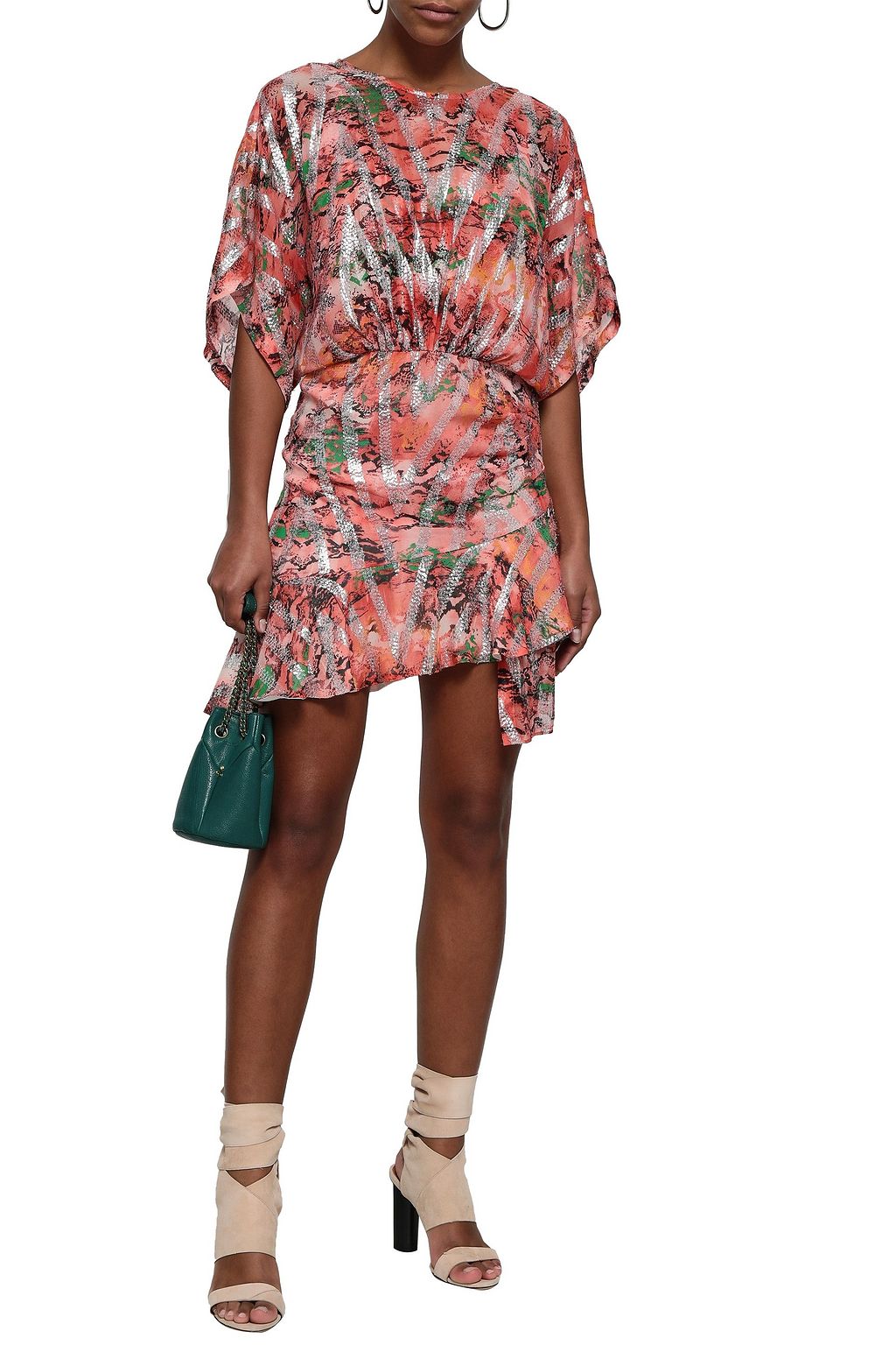 IRO Wobam printed metallic fil coupé silk-blend mini dress