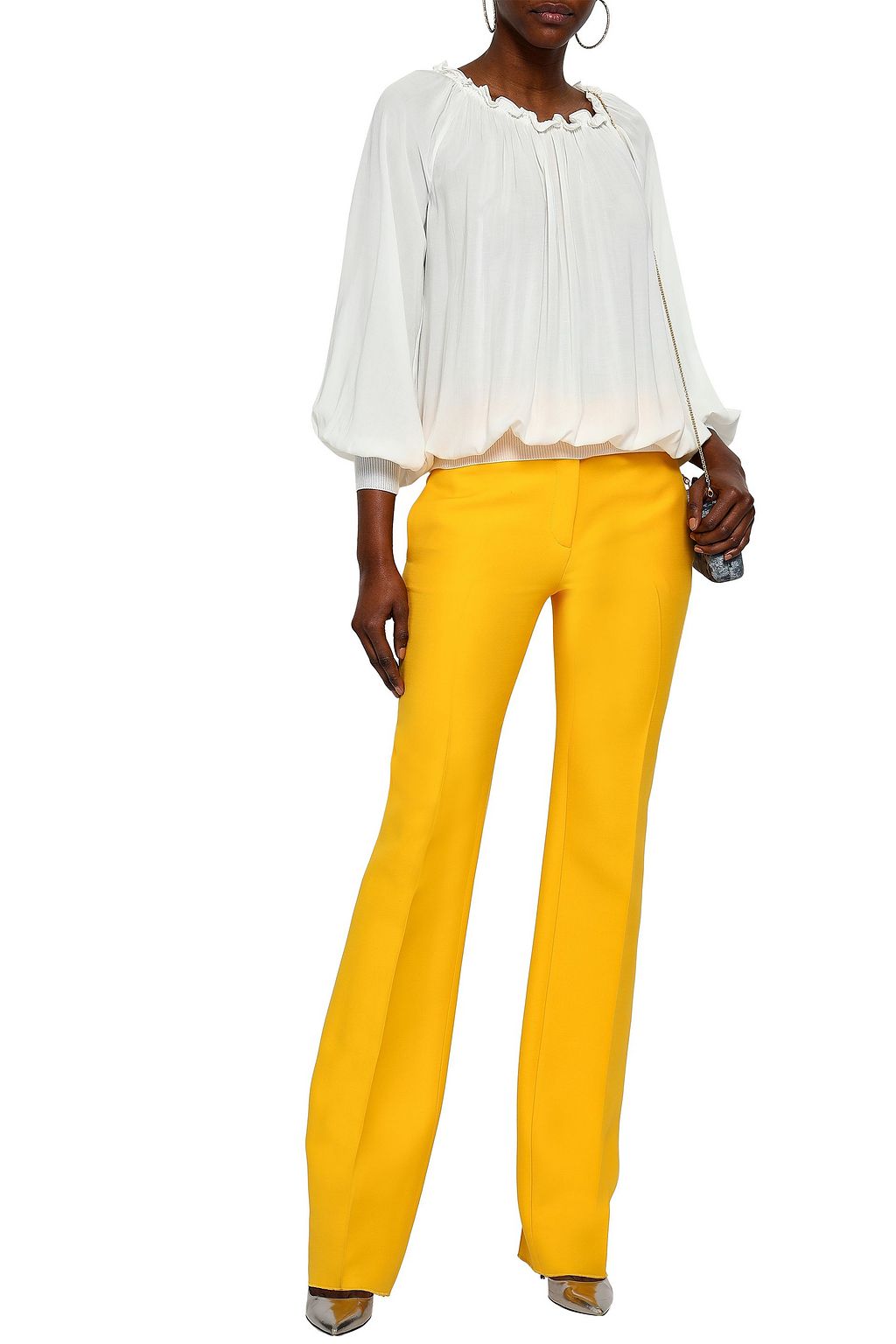 MISSONI Ruffle-trimmed crepe de chine blouse
