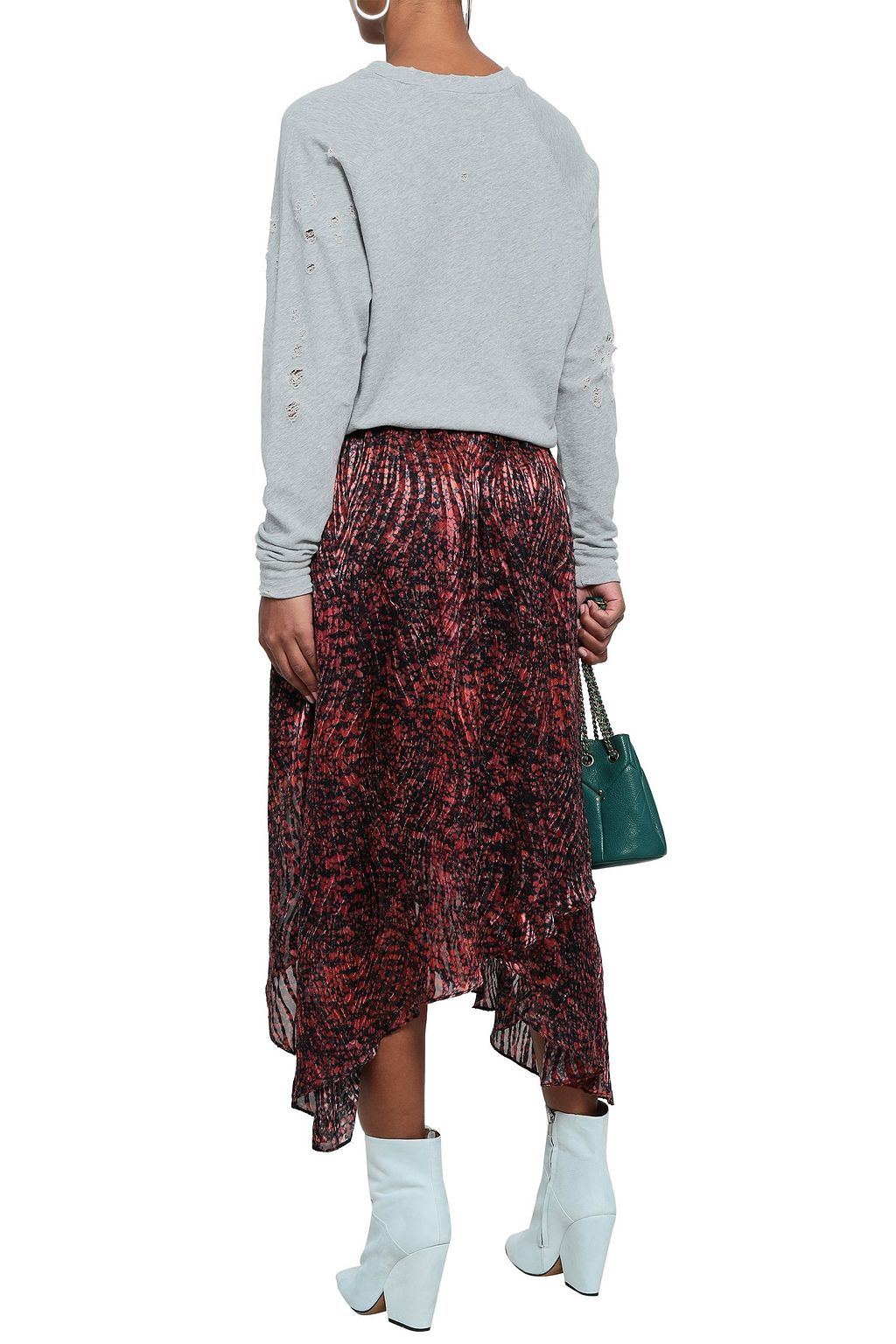 IRO Uprile printed distressed French cotton-terry sweatshirt