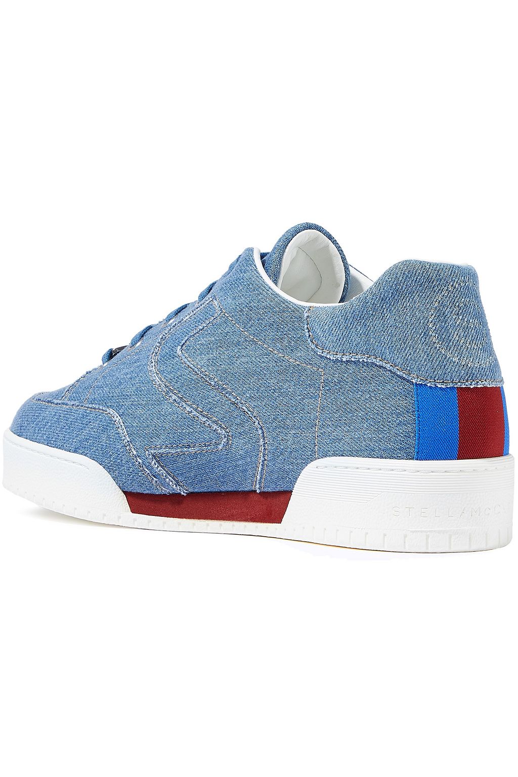 STELLA MCCARTNEY Terry-appliquéd embroidered denim sneakers