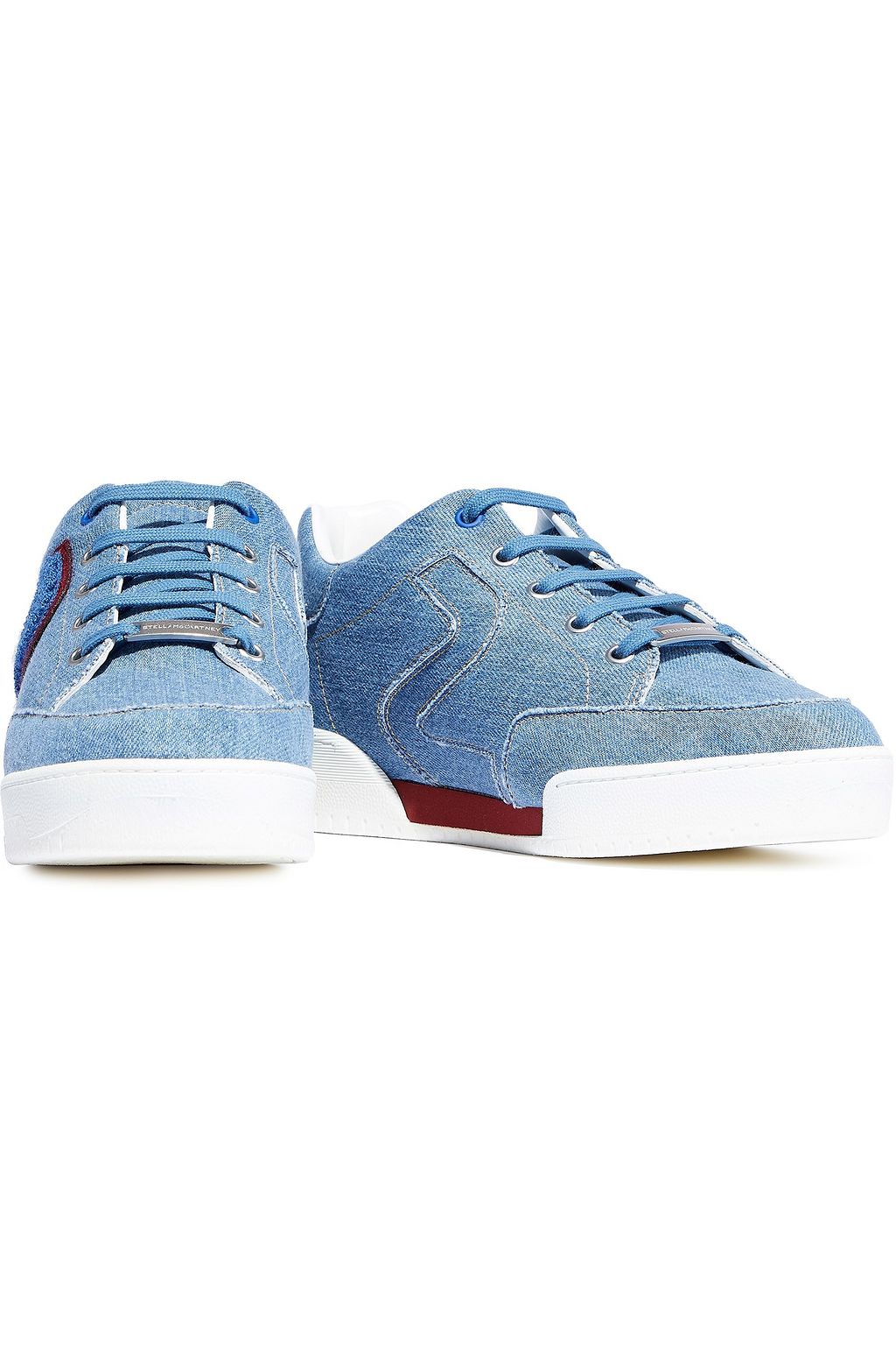 STELLA MCCARTNEY Terry-appliquéd embroidered denim sneakers