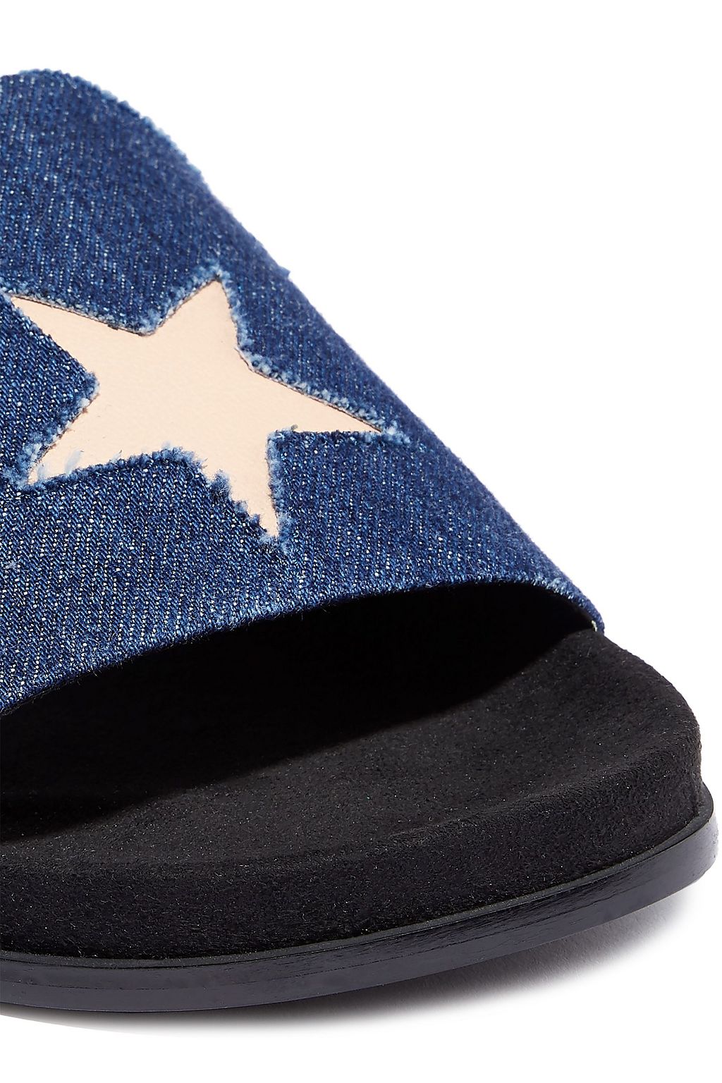 STELLA MCCARTNEY Laser-cut faux leather and denim slides