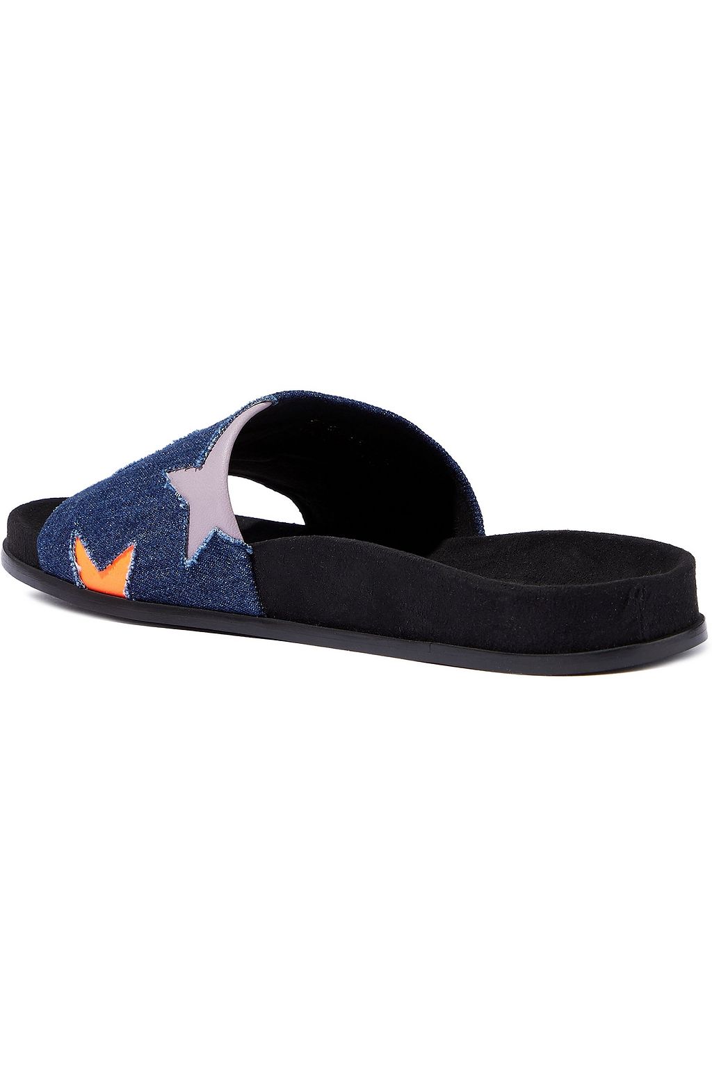 STELLA MCCARTNEY Laser-cut faux leather and denim slides