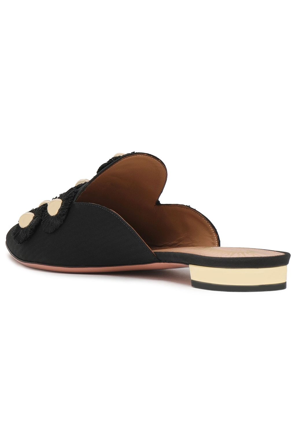 AQUAZZURA Embellished faille slippers