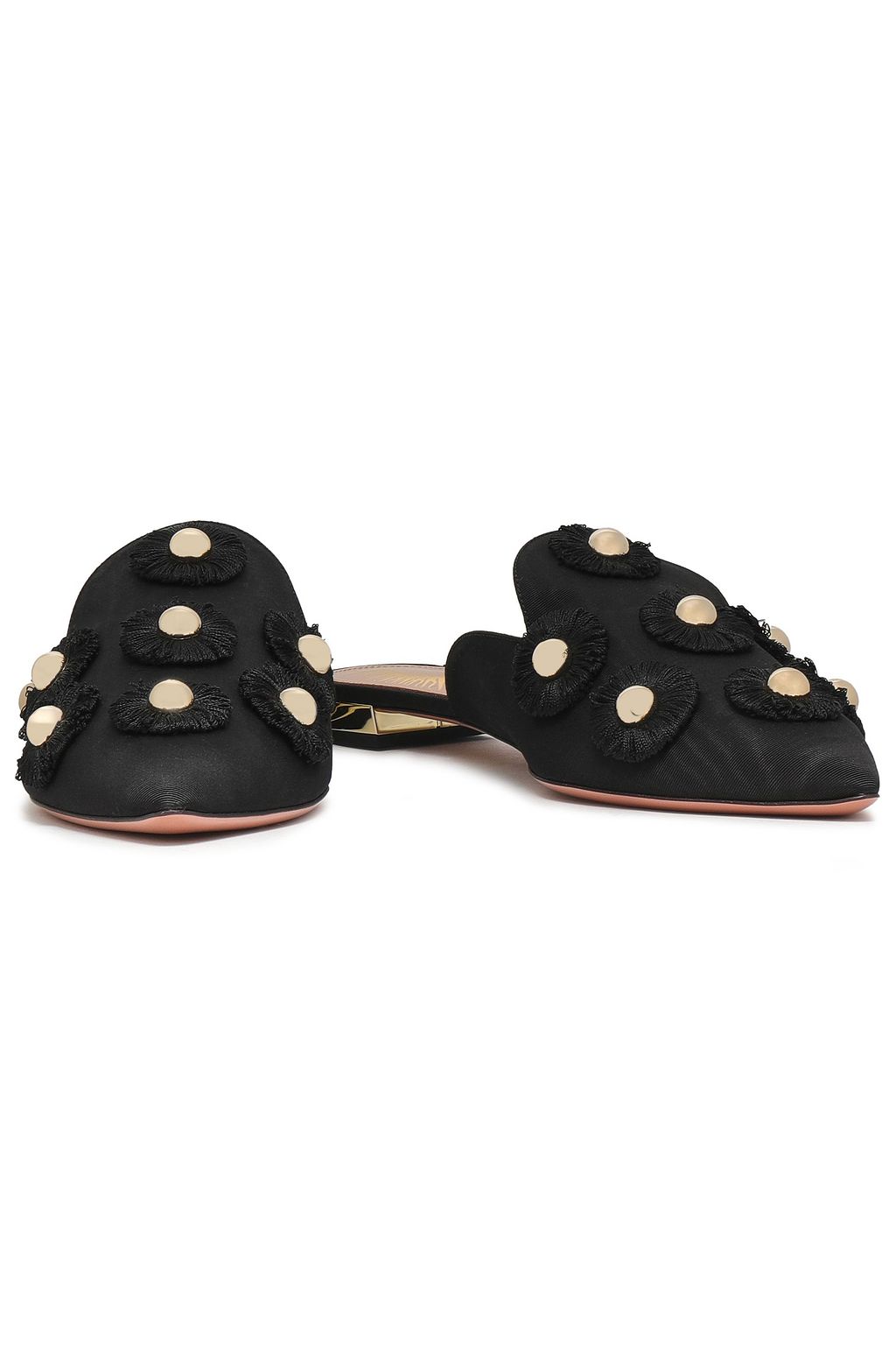 AQUAZZURA Embellished faille slippers