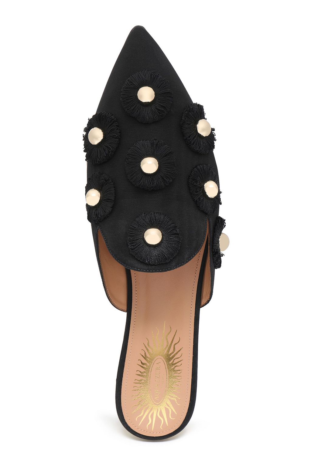 AQUAZZURA Embellished faille slippers
